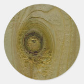 Knoop in hout ronde sticker (Voorkant)