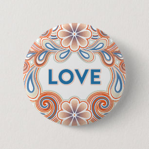 Knoop met vintage-liefde en bloemen ronde button 5,7 cm