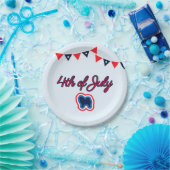 Knoop roodwit en blauw op 4 juli papier papieren bordje (Feest)