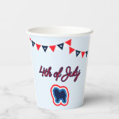 Knoop roodwit en blauw op 4 juli papieren bekers (Achterkant)