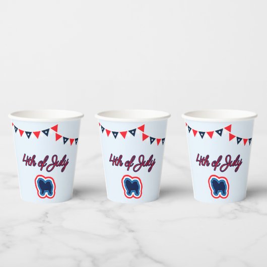 Knoop roodwit en blauw op 4 juli papieren bekers (Multi)
