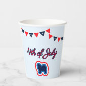 Knoop roodwit en blauw op 4 juli papieren bekers (Voorkant)