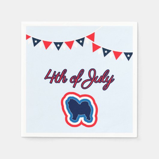 Knoop roodwit en blauw op 4 juli servet (Voorkant)