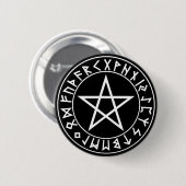 knoop Rune Pentacle op Blk Ronde Button 5,7 Cm (Voorkant /achterkant)