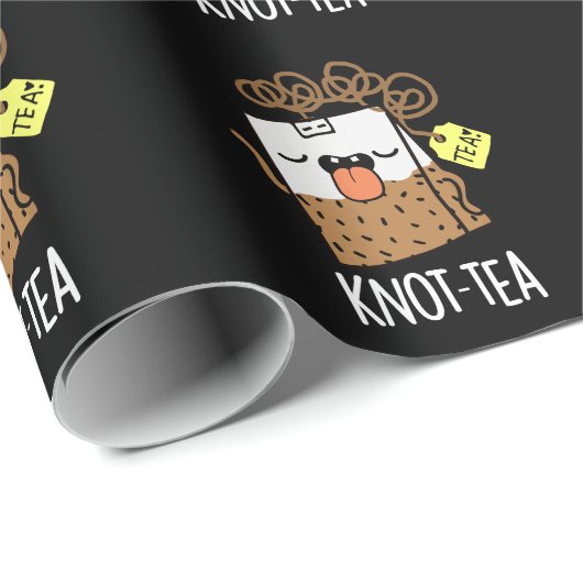 Knoop-thee Funny Tea Pun Dark BG Cadeaupapier (Rol Hoek)