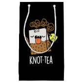 Knoop-thee Funny Tea Pun Dark BG Klein Cadeauzakje (Voorkant)