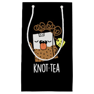 Knoop-thee Funny Tea Pun Dark BG Klein Cadeauzakje