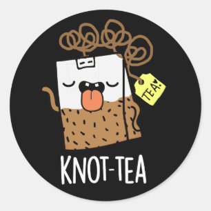 Knoop-thee Funny Tea Pun Dark BG Ronde Sticker