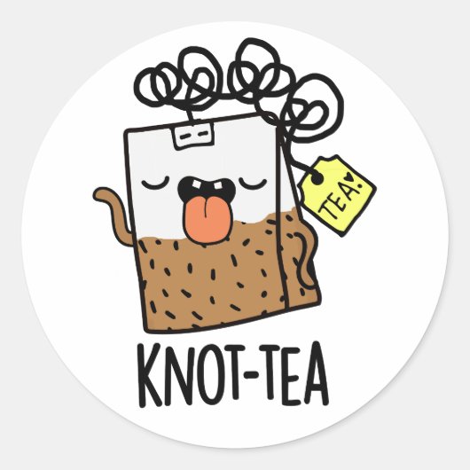 Knoop-thee Funny Tea Pun Ronde Sticker (Voorkant)