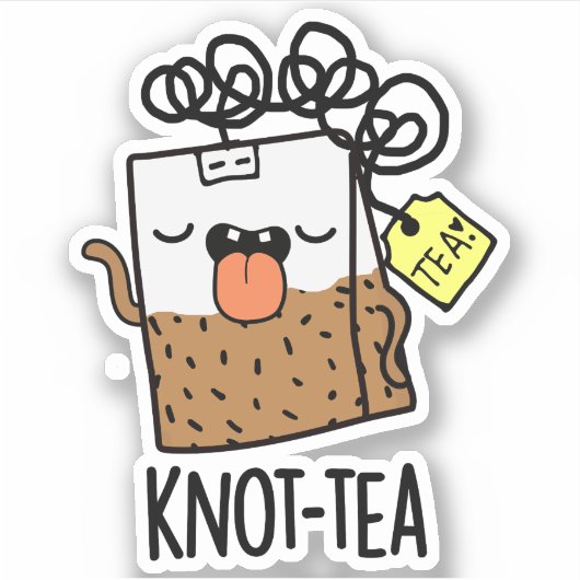 Knoop-thee Funny Tea Pun Sticker (Voorkant)
