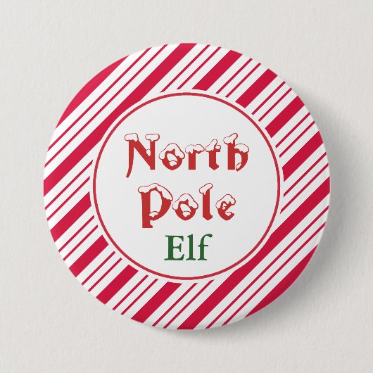 Knoop van Noordpool Elf Ronde Button 7,6 Cm (Voorkant)