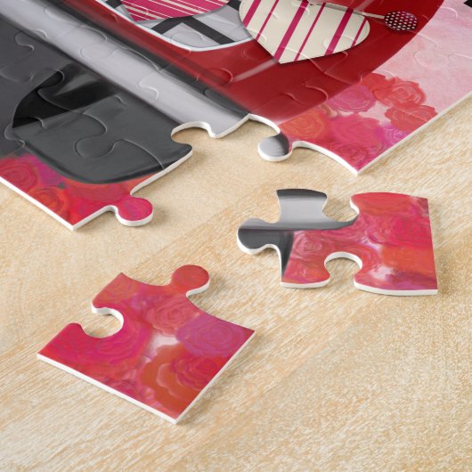 Knoop voor dog rijden met hart Valentijnse Legpuzzel (Zijkant)