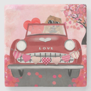 Knoop voor dog rijden met hart Valentijnse Stenen Onderzetter