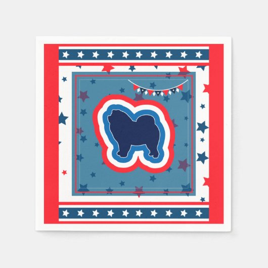 Knoop voor patriottisch rood wit en blauw op 4 jul servet (Voorkant)