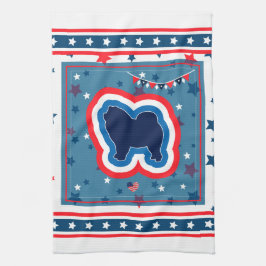 Knoop voor patriottisch rood wit en blauw op 4 jul theedoek