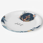 Knoopbootschip Navy Blue Nautisch Vrijgezellenfees Papieren Bordje (Gekanteld)