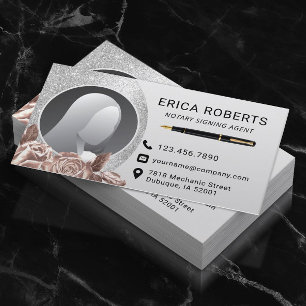 Knoopgevend agent Modern Silver Floral Foto Visitekaartje