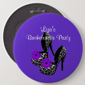 Knoopje Bachelorette Feest Paarse luipaard Schoen Ronde Button 6,0 Cm (Voorkant /achterkant)