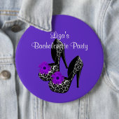Knoopje Bachelorette Feest Paarse luipaard Schoen Ronde Button 6,0 Cm (In situ)