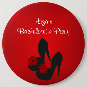 Knoopje Bachelorette Feest Rood Zwart Schoen Ronde Button 6,0 Cm