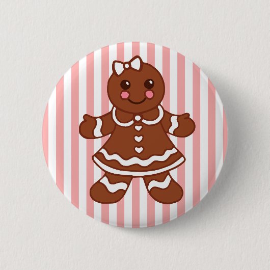 Knoopje peperkoek meisje ronde button 5,7 cm (Voorkant)