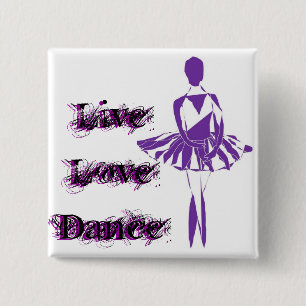 knooppuntpin ballerina ballet ponte paars vierkante button 5,1 cm