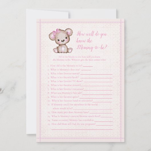 Knoopt de Kaart van mammie Best Cute Girl Beer Gam (Voorkant)