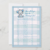 Knoopt mammie best Cute Gray Beer Boy Shower Game Kaart (Voorkant)