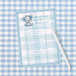 Knoopt mammie best Cute Gray Beer Boy Shower Game Kaart