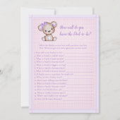 Knoopt papa Best Cute Paarse Beer Baby Game Kaart (Voorkant)