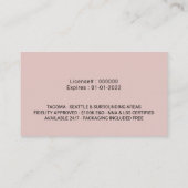 Knoopvormer zwart/roze foto visitekaartje (Achterkant)