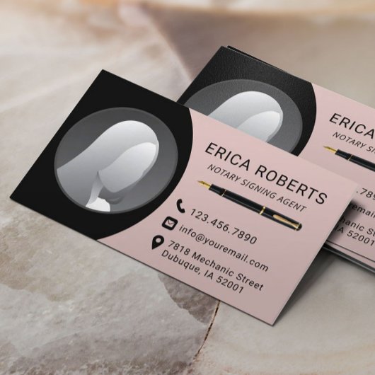 Knoopvormer zwart/roze foto visitekaartje