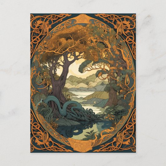 Knoopwerk voor Keltische knoop Landscape Tree Briefkaart (Voorkant)