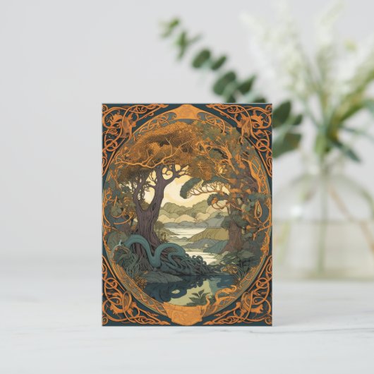 Knoopwerk voor Keltische knoop Landscape Tree Briefkaart (Staand voorkant)