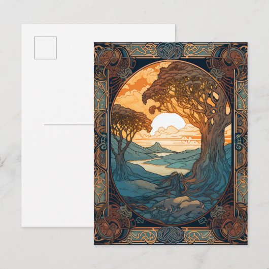 Knoopwerk voor Keltische knoop Landscape Tree Briefkaart (Voorkant / Achterkant)