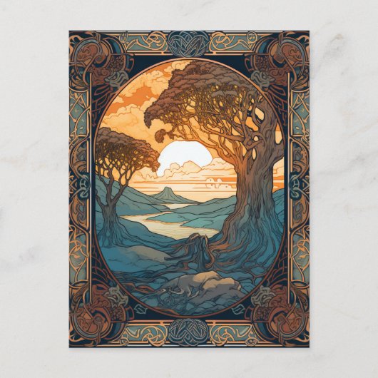 Knoopwerk voor Keltische knoop Landscape Tree Briefkaart (Voorkant)
