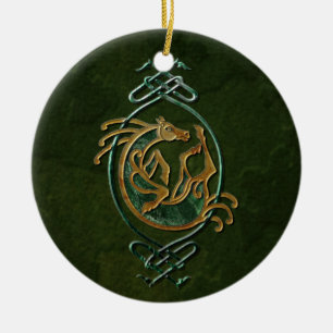 Knoopwerk voor Keltische paarden - Steen Keramisch Ornament