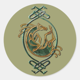 Knoopwerk voor Keltische paarden - Steen Ronde Sticker