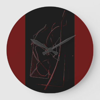 KNOP ABSTRACT RODE EN ZWARTE ROUND GROTE KLOK
