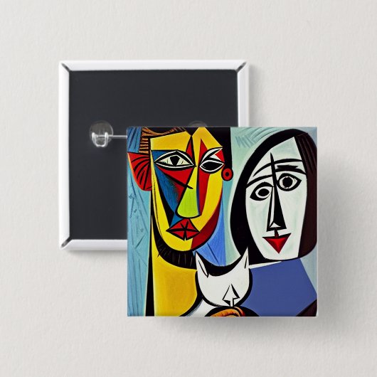 Knop Abstracte Kunst Vierkante Button 5,1 Cm (Voorkant /achterkant)
