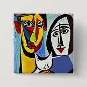 Knop Abstracte Kunst Vierkante Button 5,1 Cm (Voorkant)