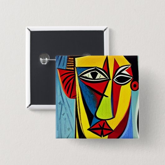 Knop Abstracte Kunst Vierkante Button 5,1 Cm (Voorkant /achterkant)