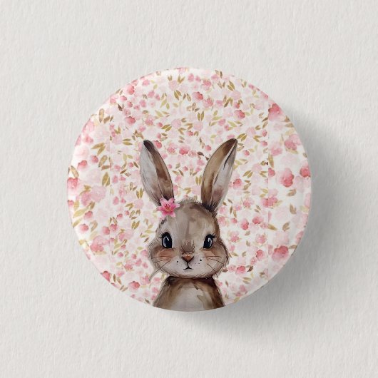 Knop Accessoire met Konijn Ronde Button 3,2 Cm (Voorkant)