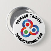 Knop afgeronde logo zwart ronde button 7,6 cm (Voorkant /achterkant)