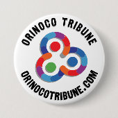 Knop afgeronde logo zwart ronde button 7,6 cm (Voorkant)