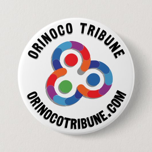 Knop afgeronde logo zwart ronde button 7,6 cm (Voorkant)