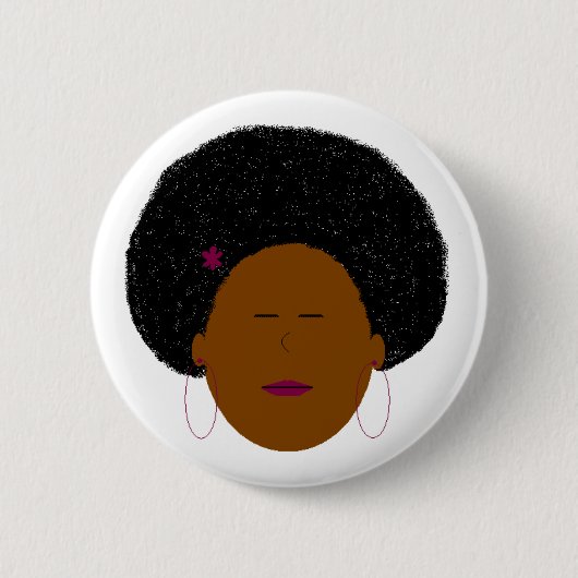 Knop Afro-meisje Ronde Button 5,7 Cm (Voorkant)