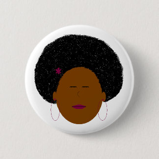 Knop Afro-meisje Ronde Button 5,7 Cm