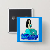 Knop Aloha Mermaid Vierkante Button 5,1 Cm (Voorkant /achterkant)