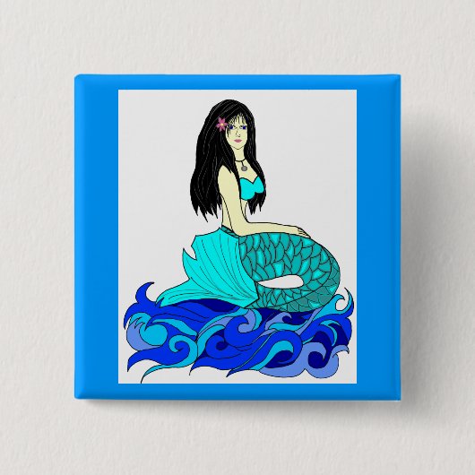 Knop Aloha Mermaid Vierkante Button 5,1 Cm (Voorkant)